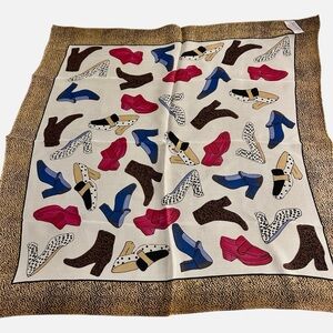Vintage Echo Silk Scarf – Designer Shoe Print | Retro Chic Square Scarf